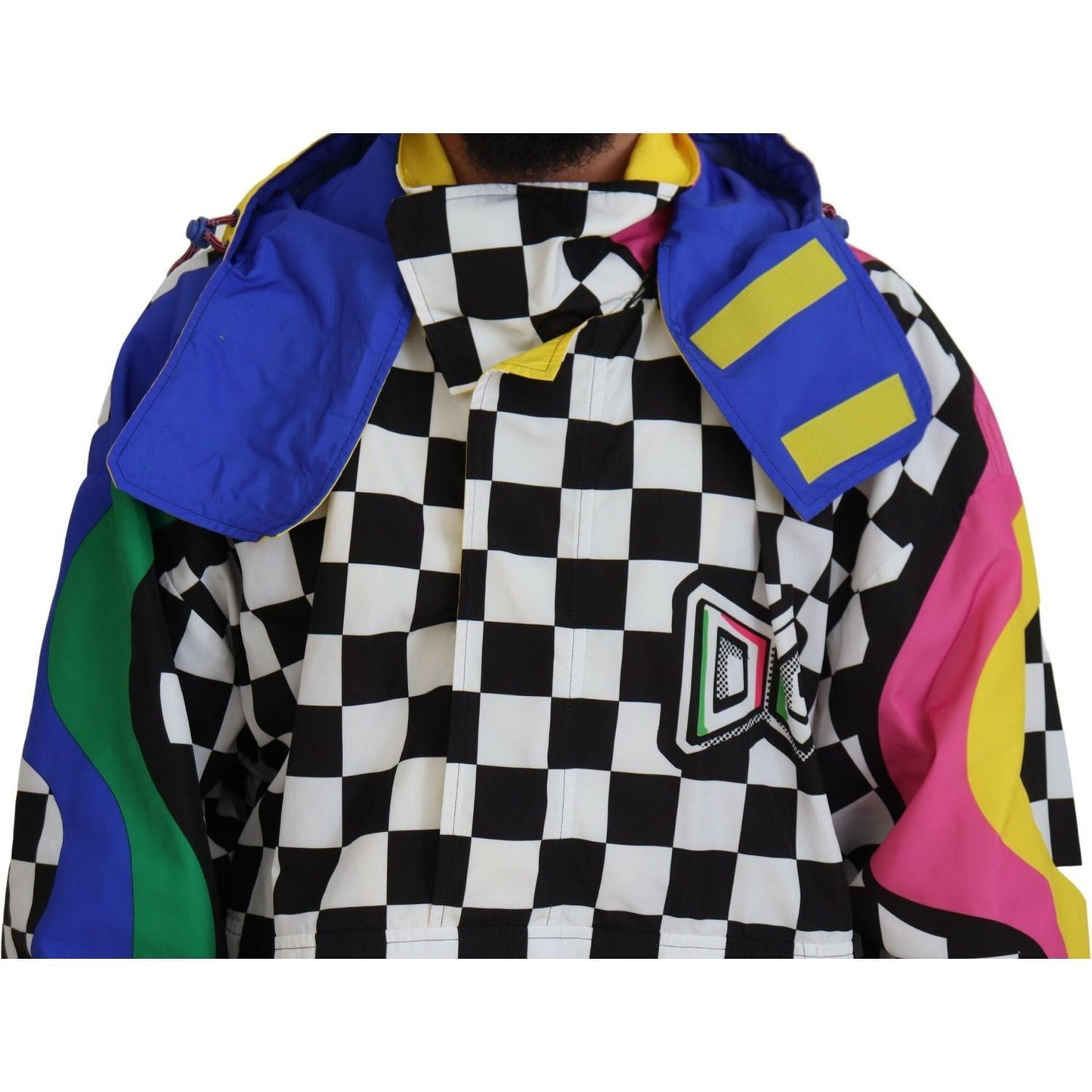 Dolce & Gabbana Multicolor Velcro Hooded Jacket multicolor-patterned-dg-hooded-jacket