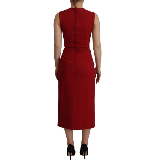 Dolce & Gabbana Elegant Red Bodycon Midi Dress red-sweetheart-neck-bodycon-midi-dress IMG_4696-scaled-d025f8d5-177.jpg