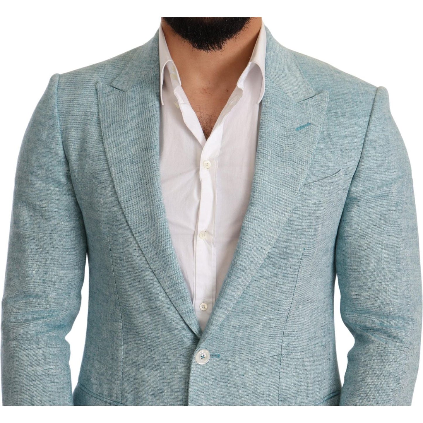 Dolce & Gabbana Elegant Light Blue Linen Blazer blue-slim-fit-linen-coat-taormina-blazer