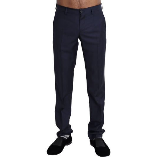 Dolce & Gabbana Elegant Slim Fit Wool Blend Dress Pants navy-blue-dress-formal-men-trouser-pants