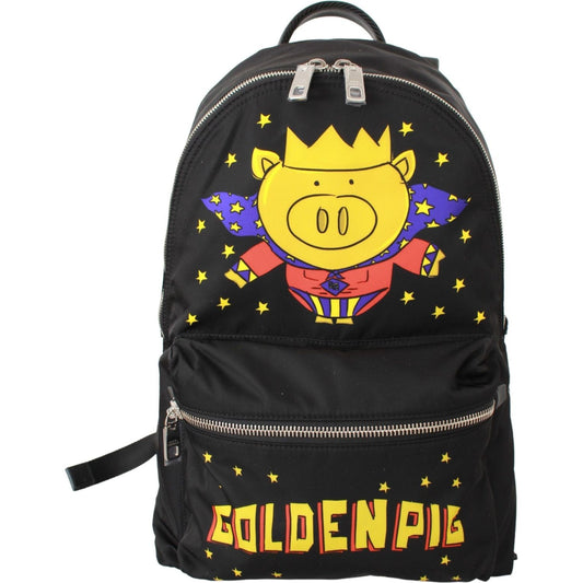 Dolce & Gabbana Golden Pig Motif Luxe Backpack Backpack black-golden-pig-of-the-year-school-backpack