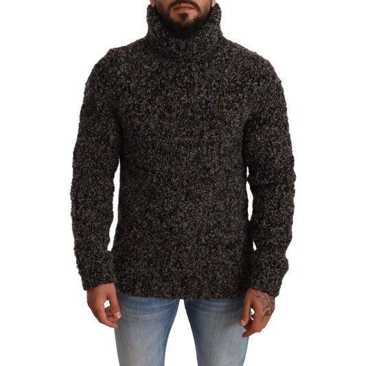 Dolce & Gabbana Elegant Speckled Turtleneck Wool-Blend Sweater MAN SWEATERS gray-wool-blend-turtleneck-pullover-sweater