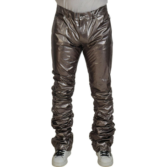 Dolce & Gabbana Metallic Silver Casual Pants silver-metallic-nylon-stretch-pants IMG_4849-scaled-bd2a7d59-908.jpg