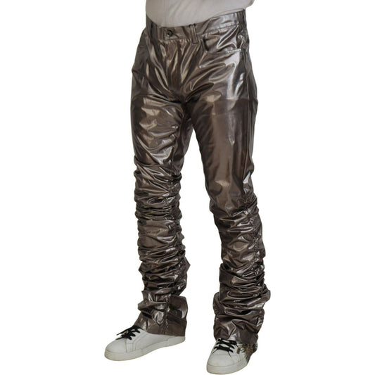 Dolce & Gabbana Metallic Silver Casual Pants silver-metallic-nylon-stretch-pants IMG_4850-scaled-add88e41-2ba.jpg
