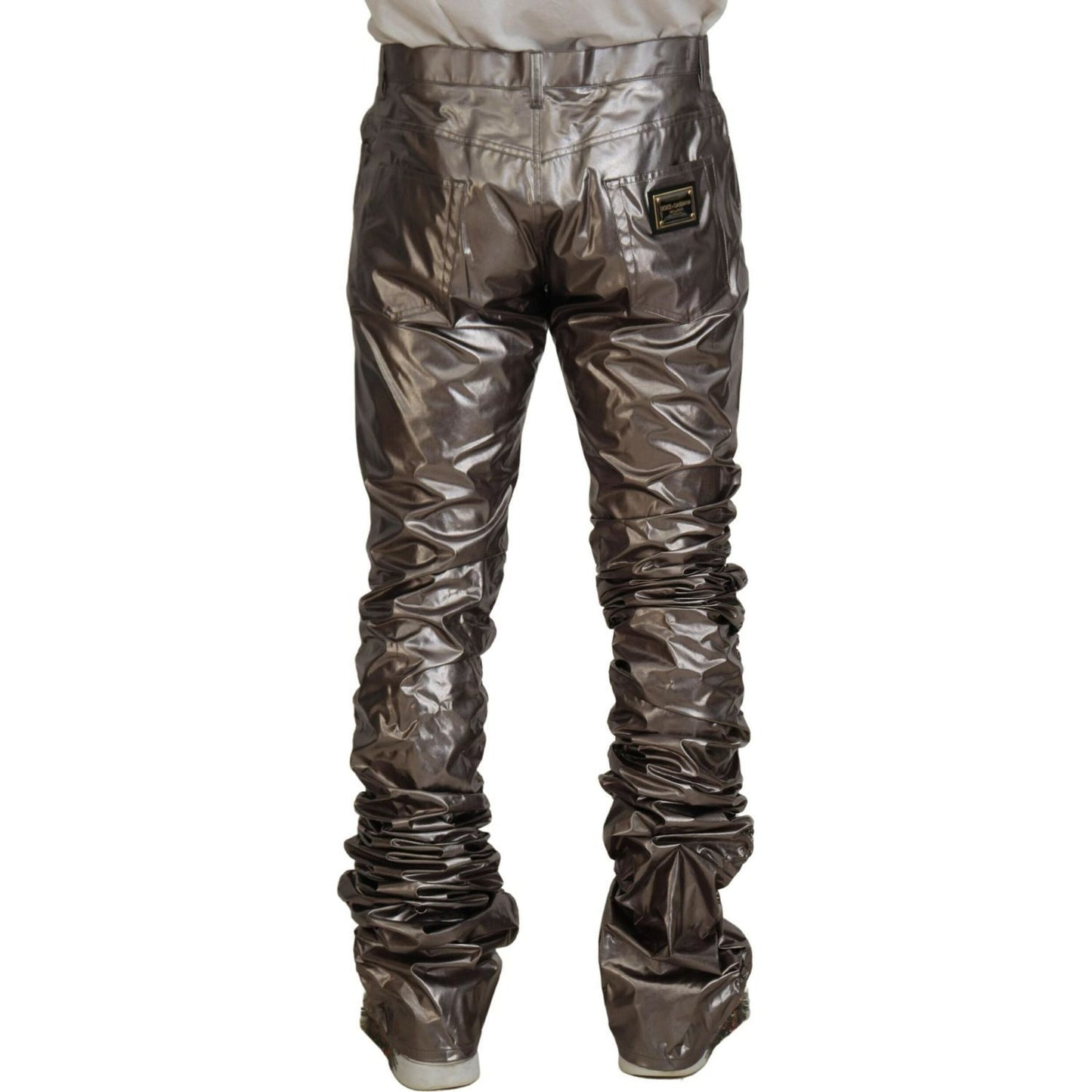 Dolce & Gabbana Metallic Silver Casual Pants silver-metallic-nylon-stretch-pants
