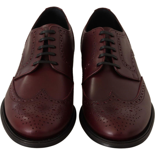 Dolce & Gabbana Elegant Bordeaux Leather Derby Shoes bordeaux-leather-oxford-wingtip-formal-shoes IMG_4869-e8f47421-7a5.jpg