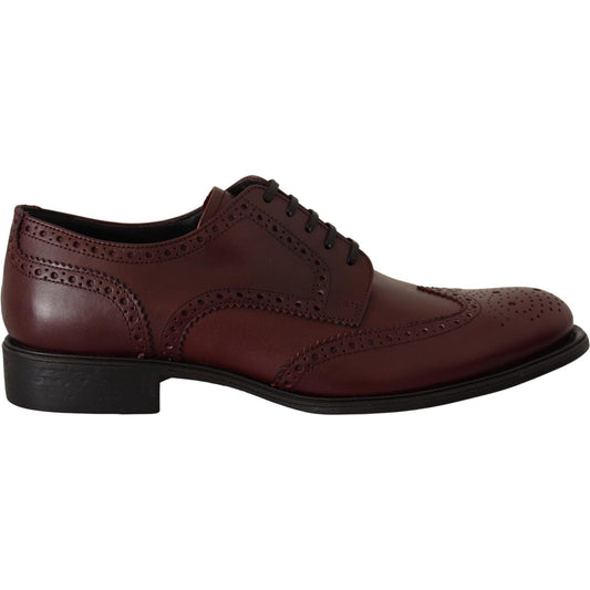 Dolce & Gabbana Elegant Bordeaux Leather Derby Shoes bordeaux-leather-oxford-wingtip-formal-shoes