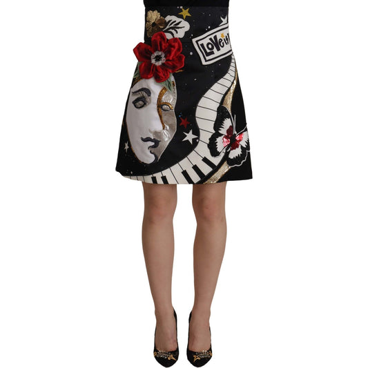 Dolce & GabbanaHigh-Waist A-Line Embellished Black SkirtMcRichard Designer Brands£1389.00