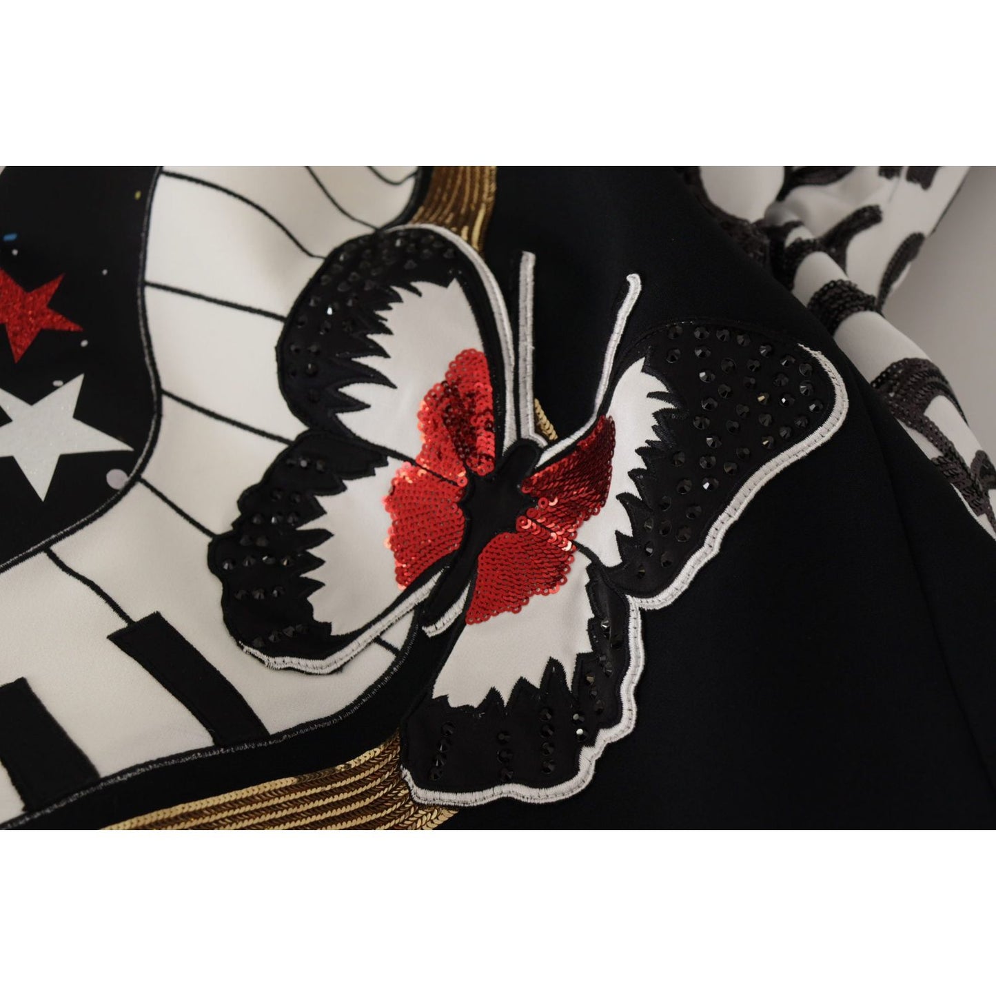 Dolce & Gabbana High-Waist A-Line Embellished Black Skirt black-love-clock-sequined-piano-skirt