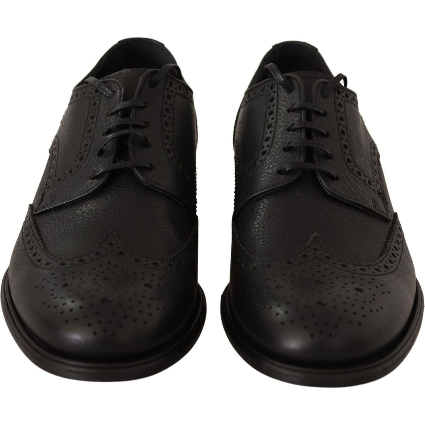 Dolce & Gabbana Elegant Black Leather Derby Wingtip Shoes black-leather-oxford-wingtip-formal-dress-shoes-1 IMG_4902-1-64a99028-59c.jpg