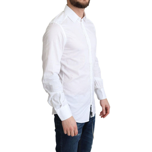 Dolce & Gabbana Elegant White Cotton Dress Shirt Slim Fit white-cotton-long-sleeves-formal-shirt IMG_4902-scaled-da404847-13e.jpg