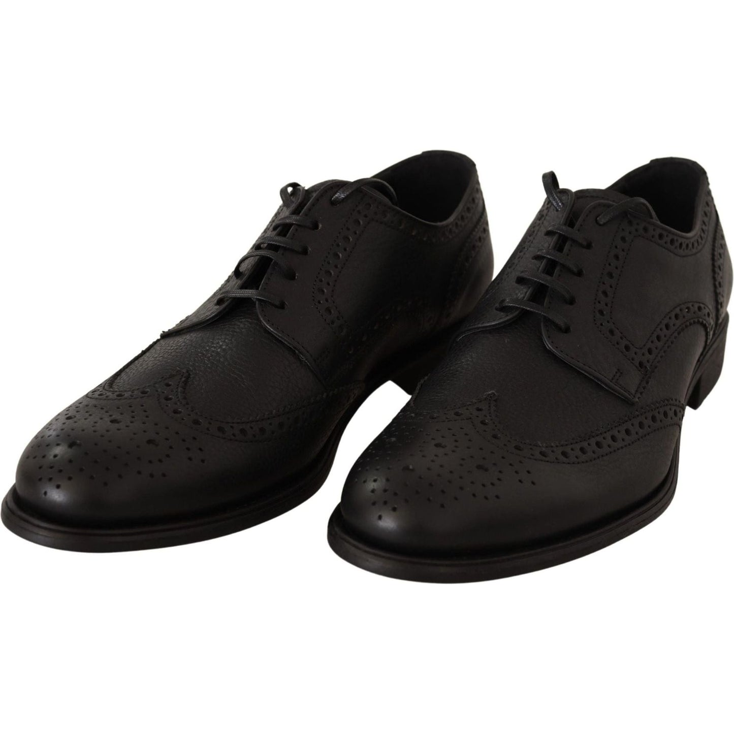Dolce & Gabbana Elegant Black Leather Derby Wingtip Shoes black-leather-oxford-wingtip-formal-dress-shoes-1 IMG_4904-1-scaled-023c48be-7bb.jpg