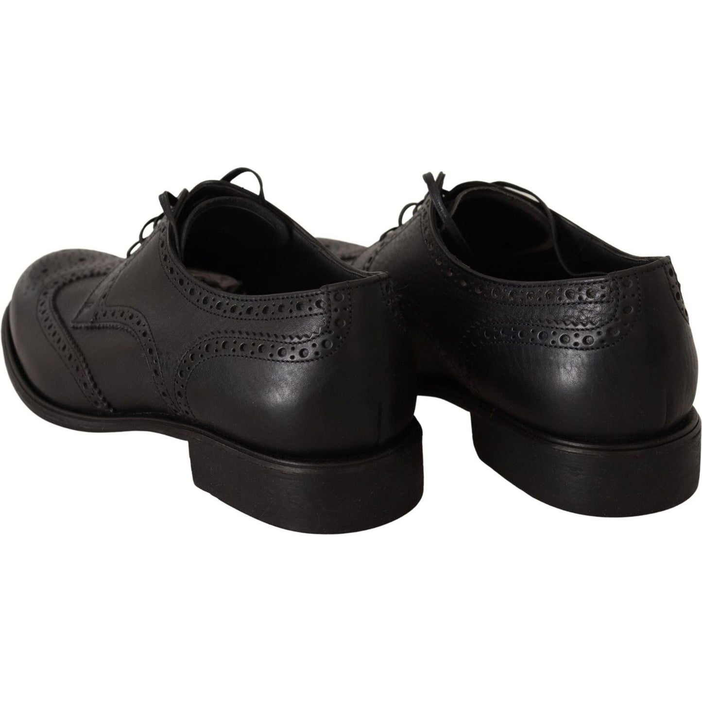 Dolce & Gabbana Elegant Black Leather Derby Wingtip Shoes black-leather-oxford-wingtip-formal-dress-shoes-1 IMG_4905-scaled-5dd7a41f-46d.jpg