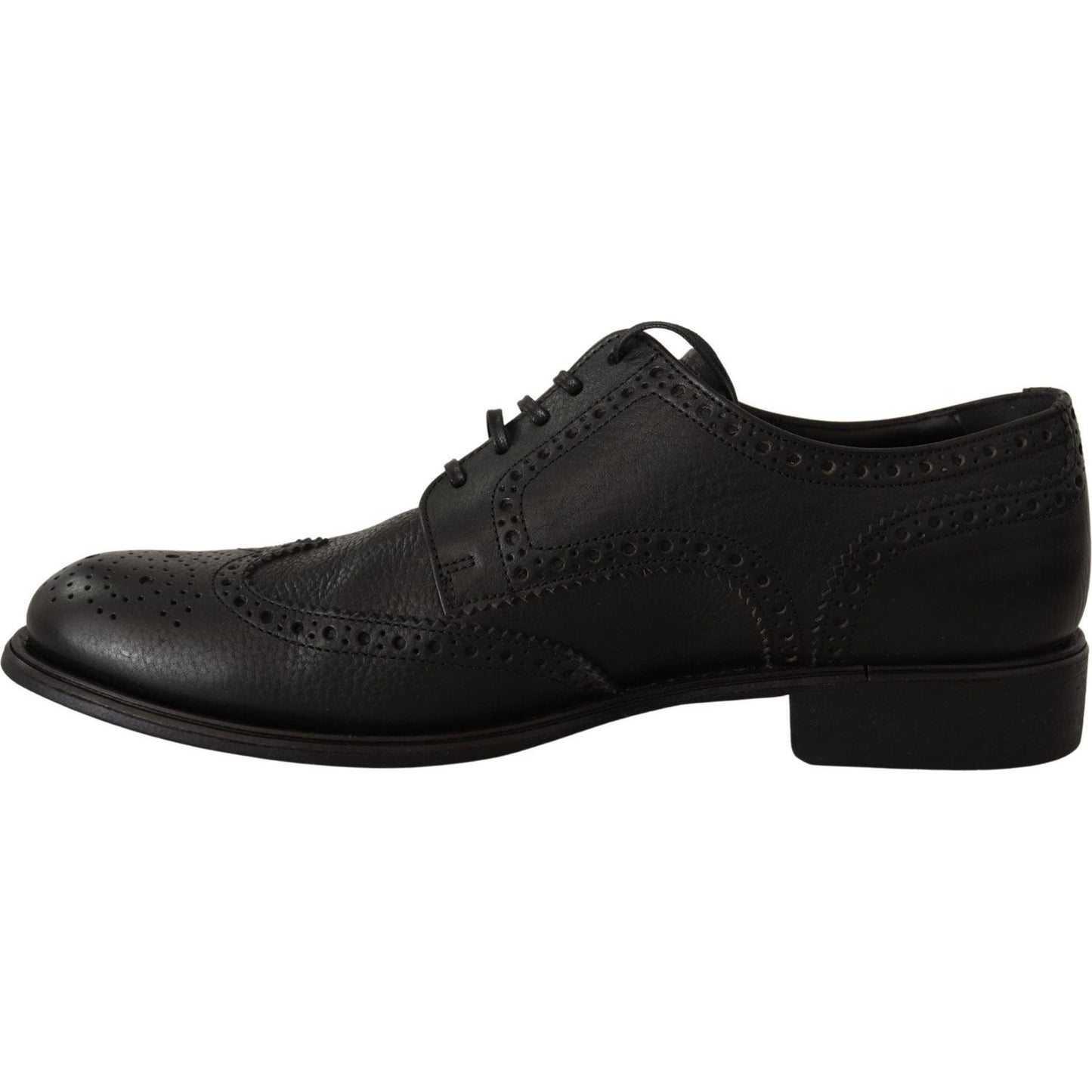 Dolce & Gabbana Elegant Black Leather Derby Wingtip Shoes black-leather-oxford-wingtip-formal-dress-shoes-1 IMG_4907-scaled-19473d51-e02.jpg