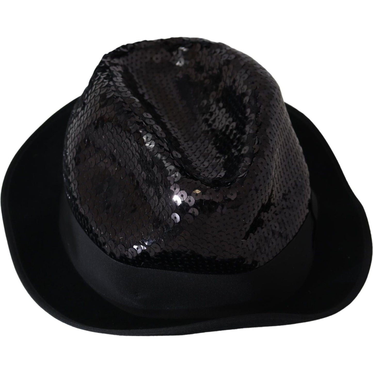 Dolce & Gabbana Elegant Black Sequin Fedora Hat black-polyester-sequin-women-fedora-capello-hat
