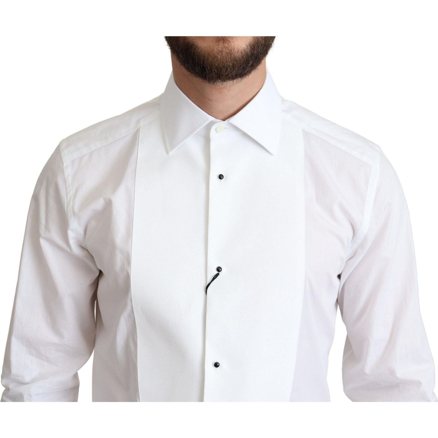 Dolce & Gabbana Elegant White Cotton Bib Dress Shirt white-bib-cotton-poplin-men-formal-shirt