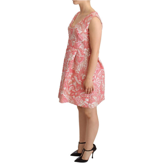 Dolce & Gabbana Pink Floral Jacquard Pleated Sheath Dress pink-floral-jacquard-pleated-sheath-dress WOMAN DRESSES IMG_4930-scaled-058c488b-67e.jpg