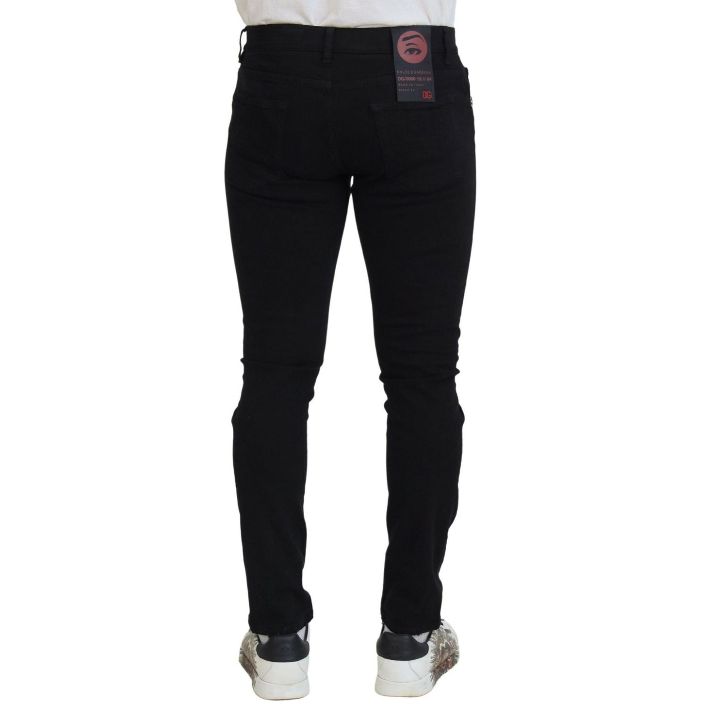 Dolce & Gabbana Svelte Black Tattered Slim Fit Denim black-slim-fit-tattered-denim-cotton-jeans IMG_4935-scaled-c2edf964-abb.jpg