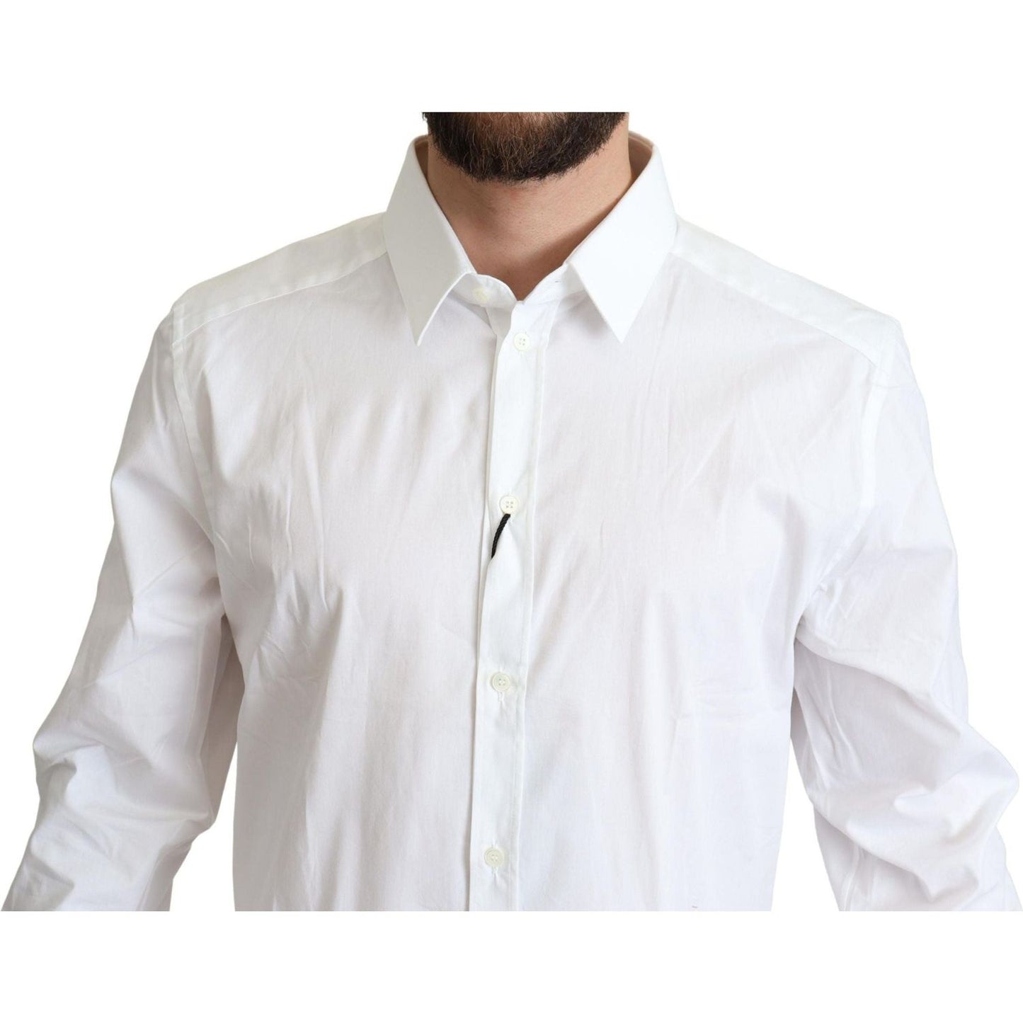 Dolce & Gabbana Elegant White Cotton Stretch Dress Shirt MAN SHIRTS white-cotton-stretch-men-dress-formal-shirt