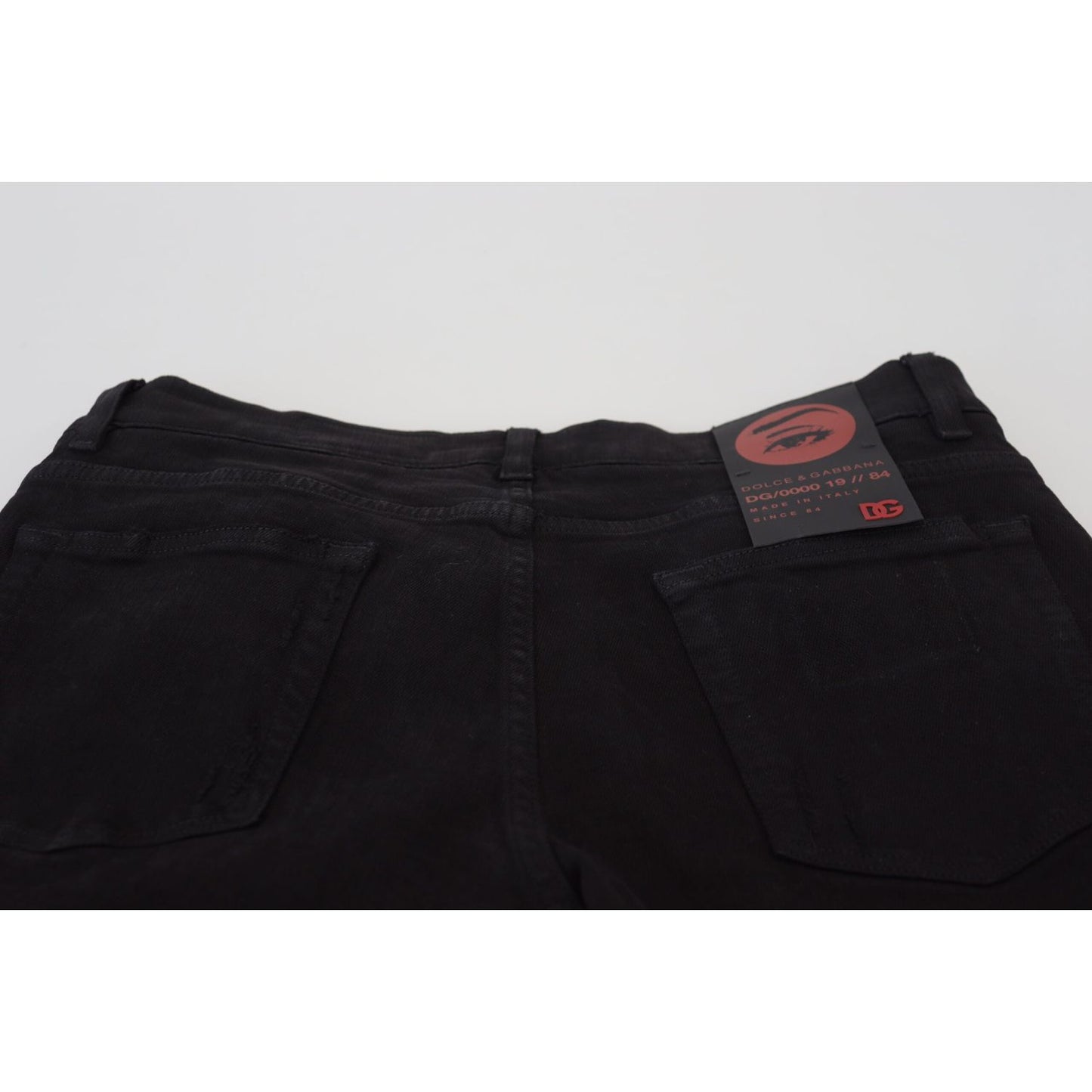Dolce & Gabbana Svelte Black Tattered Slim Fit Denim black-slim-fit-tattered-denim-cotton-jeans IMG_4942-scaled-750d8659-242.jpg