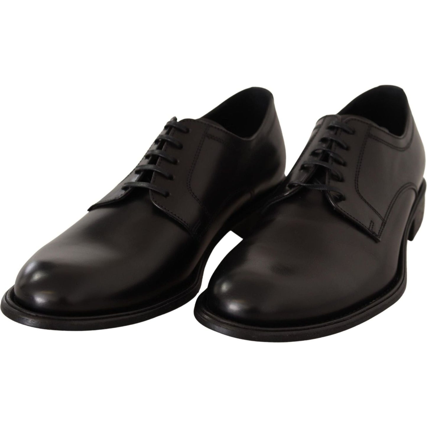 Dolce & Gabbana Elegant Black Leather Formal Derby Shoes black-leather-lace-up-mens-formal-derby-shoes IMG_4943-scaled-54714428-d41.jpg