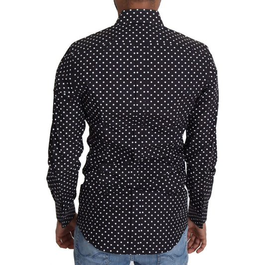 Dolce & Gabbana Elegant Polka Dot Men's Long Sleeve Shirt black-white-polka-dots-casual-shirt IMG_4950-scaled-03776c40-f96.jpg