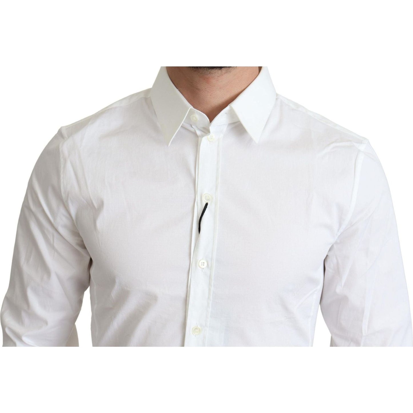 Dolce & Gabbana Elegant White Cotton Stretch Dress Shirt white-cotton-stretch-men-formal-sicilia-shirt