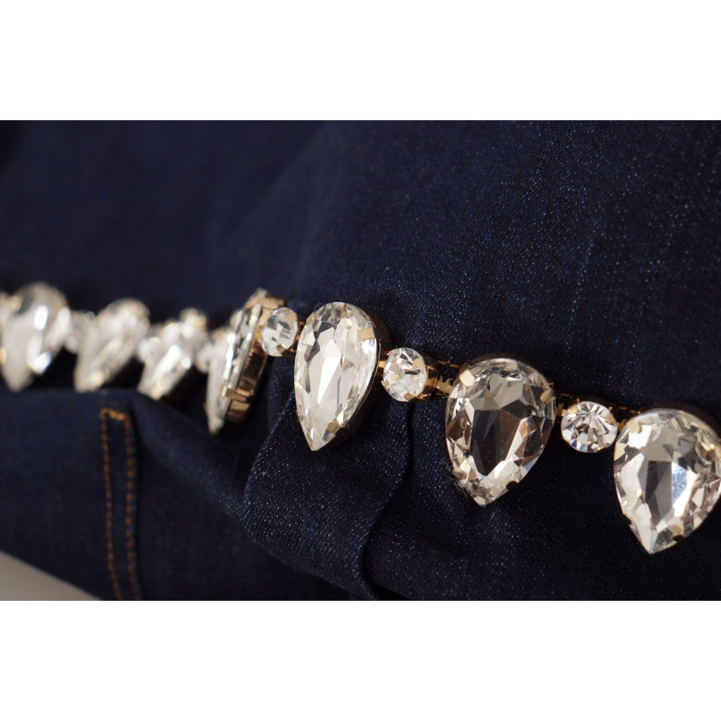 Dolce & Gabbana Elegant Crystal-Embellished Denim Jacket blue-denim-crystal-embellish-cotton-jacket