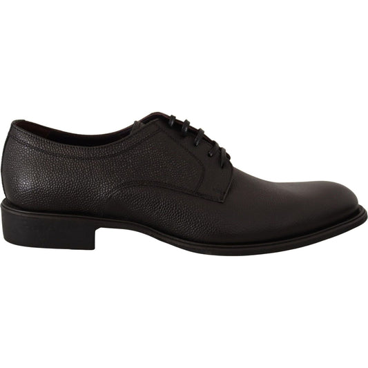 Dolce & Gabbana Elegant Black Leather Derby Dress Shoes black-leather-lace-up-mens-formal-derby-shoes-2 IMG_4957-1-scaled-c81c1100-691.jpg