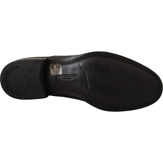 Dolce & Gabbana Elegant Black Leather Derby Dress Shoes black-leather-lace-up-mens-formal-derby-shoes-2