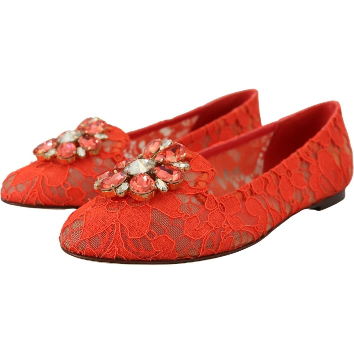 Dolce & Gabbana Elegant Lace Vally Flats in Coral Red red-taormina-lace-crystals-ballet-flats-shoes IMG_4966-scaled-0e77f54e-45f.jpg