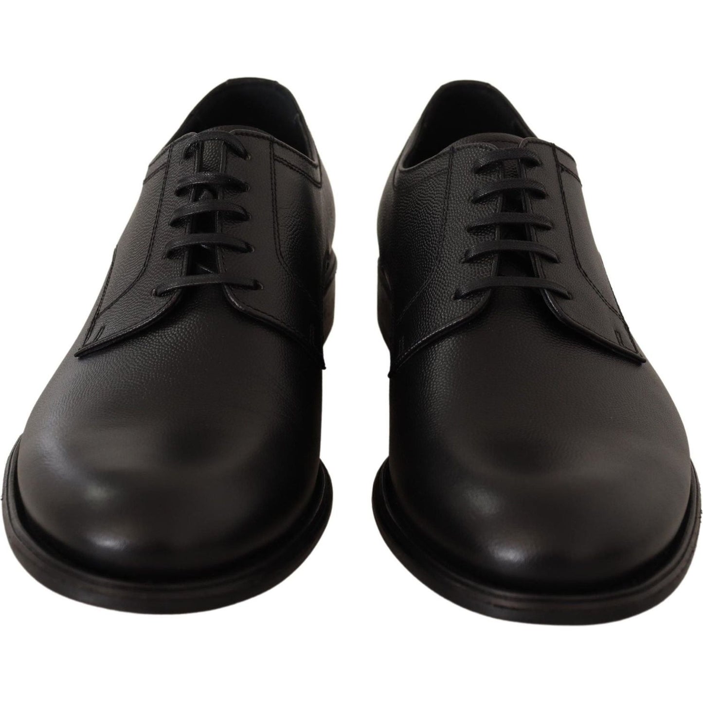 Dolce & Gabbana Elegant Black Leather Derby Shoes black-leather-lace-up-mens-formal-derby-shoes-1 IMG_4968-f52b43b4-c2a.jpg