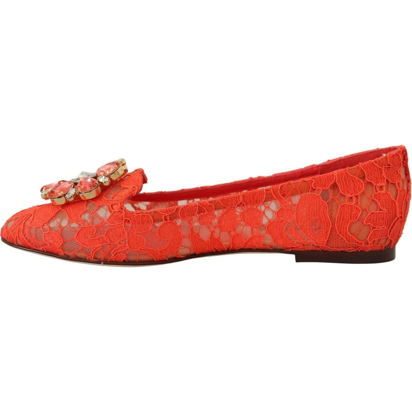 Dolce & Gabbana Elegant Lace Vally Flats in Coral Red red-taormina-lace-crystals-ballet-flats-shoes IMG_4968-scaled-ae1457a3-1d1.jpg