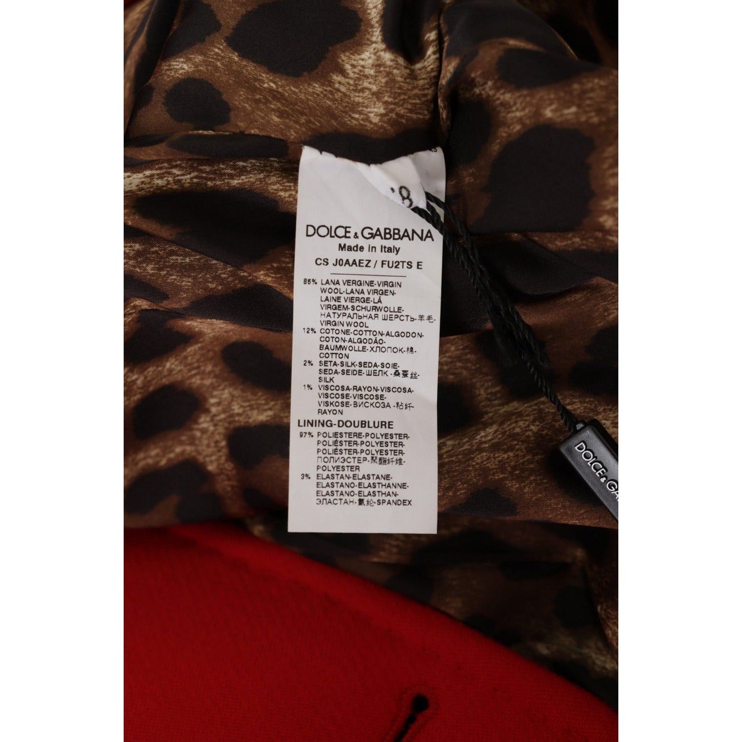 Dolce & Gabbana Elegant Red Leopard Trench Coat red-leopard-wool-trenchcoat-jacket