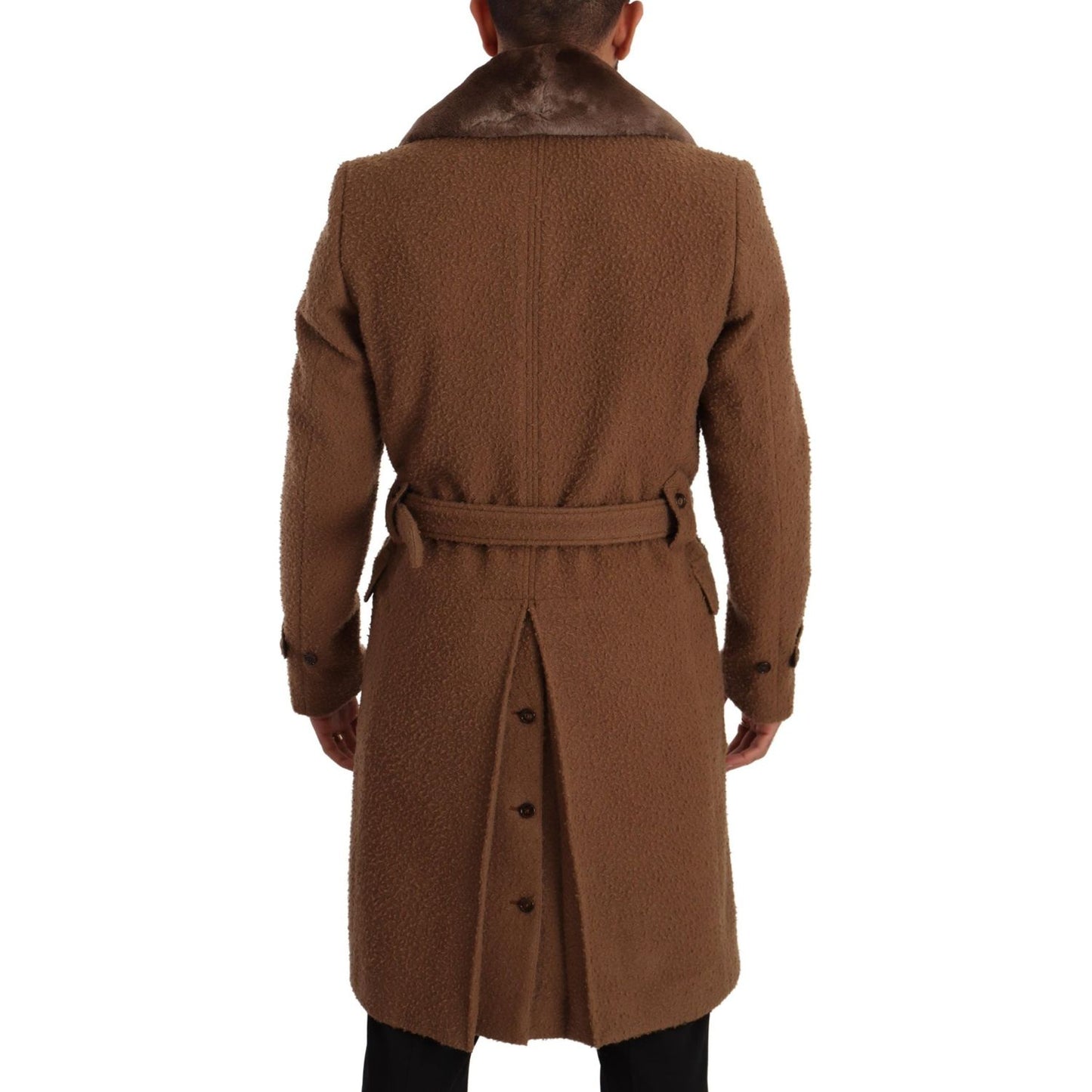 Dolce & Gabbana Elegant Double Breasted Wool Overcoat brown-wool-long-double-breasted-overcoat-jacket