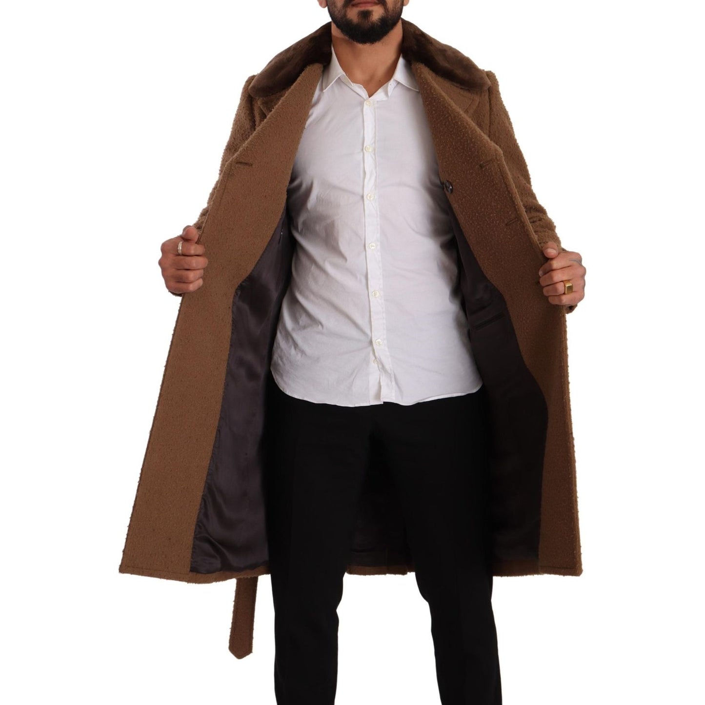 Dolce & Gabbana Elegant Double Breasted Wool Overcoat brown-wool-long-double-breasted-overcoat-jacket IMG_5046-scaled-58d12f50-e0c.jpg