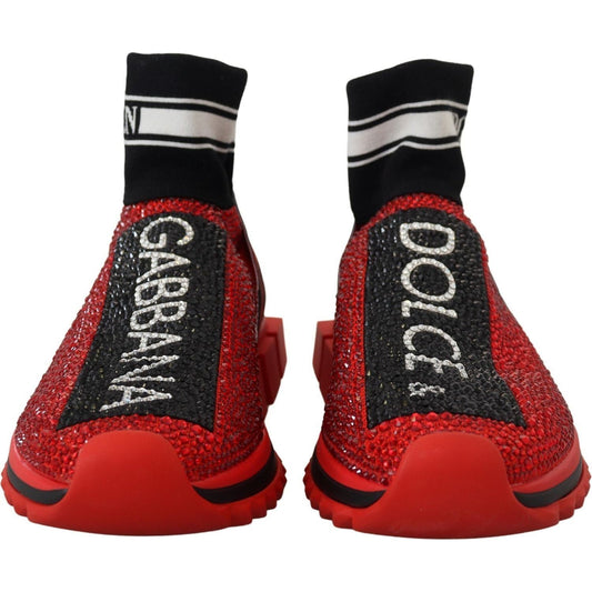Dolce & Gabbana Exquisite Red Sorrento Slip-On Sneakers red-bling-sorrento-sneakers-socks-shoes IMG_5075-ee3a1428-e03.jpg