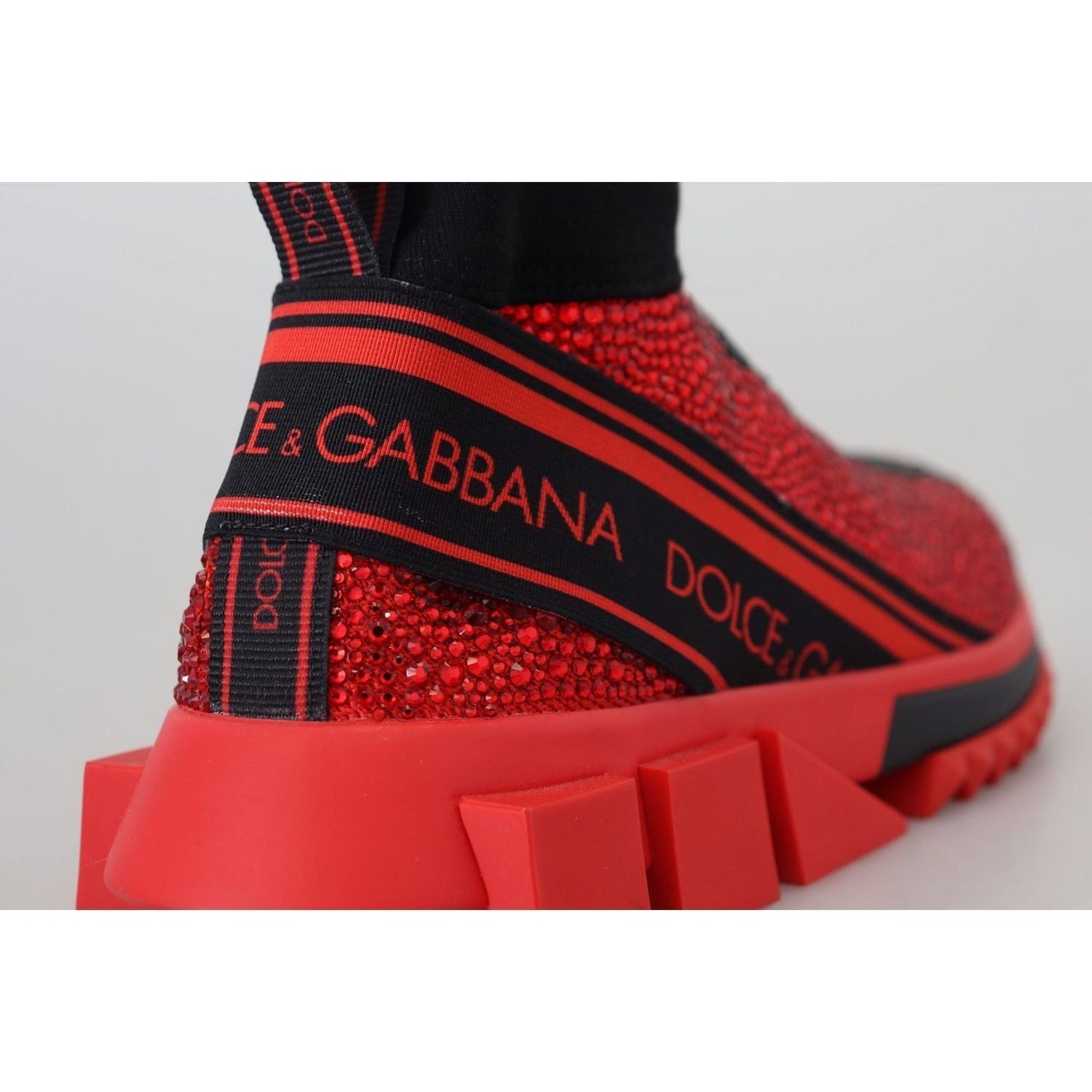 Dolce & Gabbana Exquisite Red Sorrento Slip-On Sneakers red-bling-sorrento-sneakers-socks-shoes