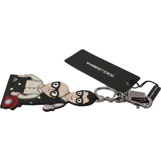 Dolce & Gabbana Elegant Trio-Tone Leather Keychain Keychain leather-dominico-stefano-dgfamily-logo-badge-keychain