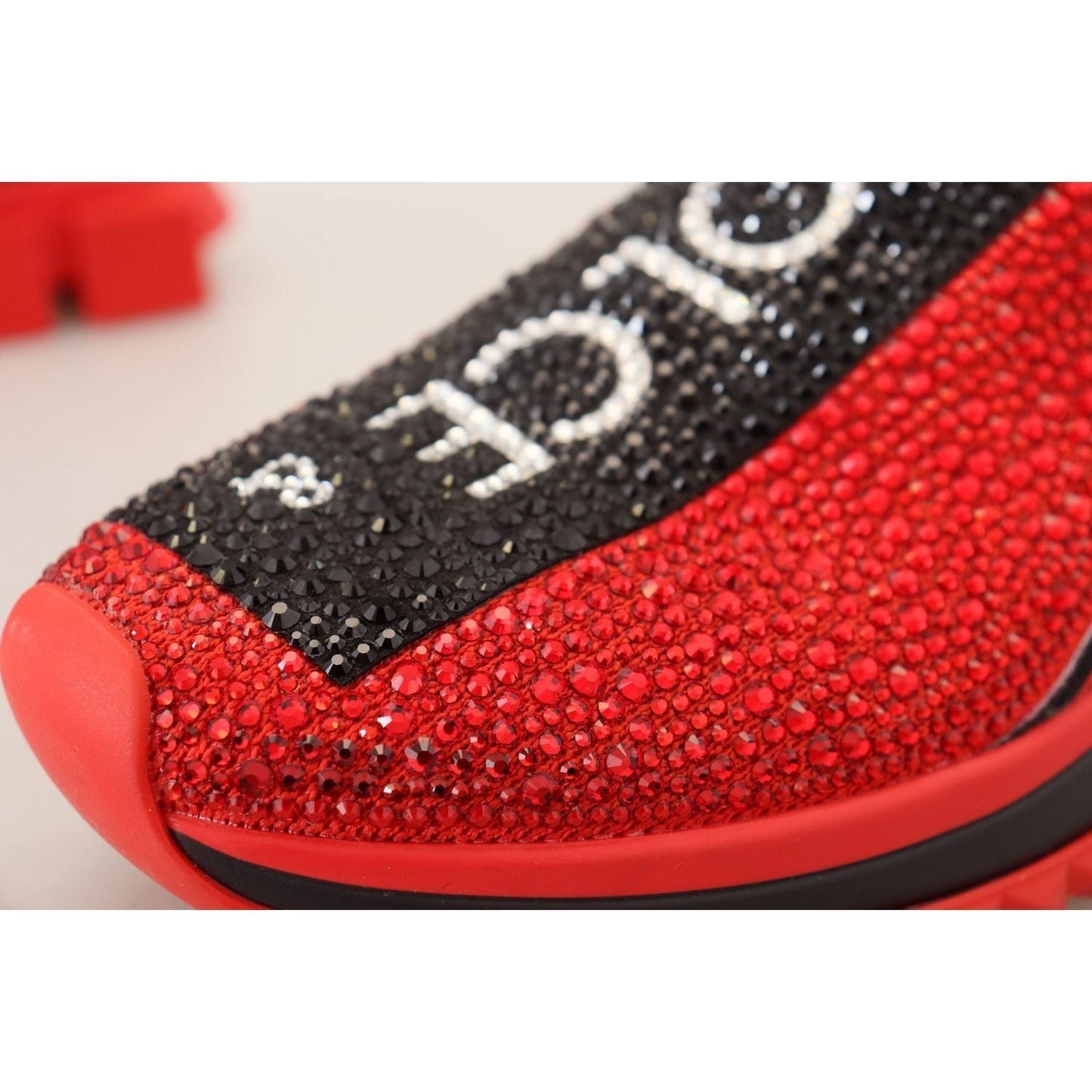Dolce & Gabbana Exquisite Red Sorrento Slip-On Sneakers red-bling-sorrento-sneakers-socks-shoes