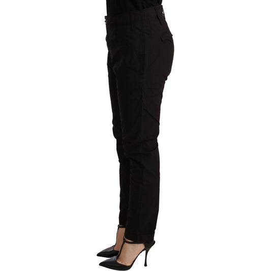 CYCLE Elegant Black Baggy Cotton Pants WOMAN TROUSERS black-mid-waist-baggy-fit-skinny-trouser