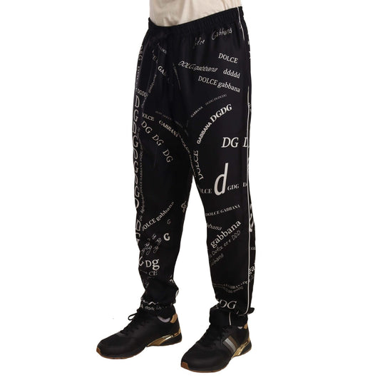 Dolce & Gabbana Elegant Silk Lounge Pants Jeans & Pants black-silk-logo-print-lounge-jogging-trousers-pants IMG_5117-scaled-a9ec2d74-143.jpg