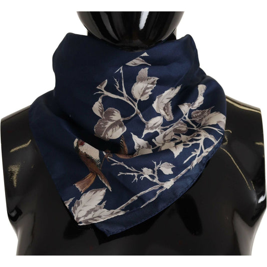 Dolce & Gabbana Elegant Silk Square Scarf for Men blue-floral-silk-square-handkerchief-scarf-2