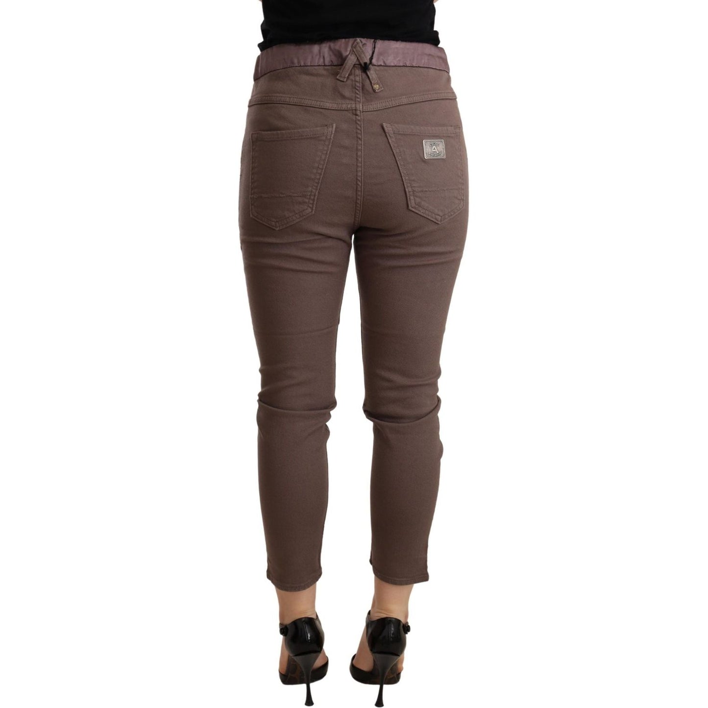CYCLE Chic Brown Skinny Mid Waist Cropped Pants WOMAN TROUSERS brown-mid-waist-cropped-skinny-stretch-trouser