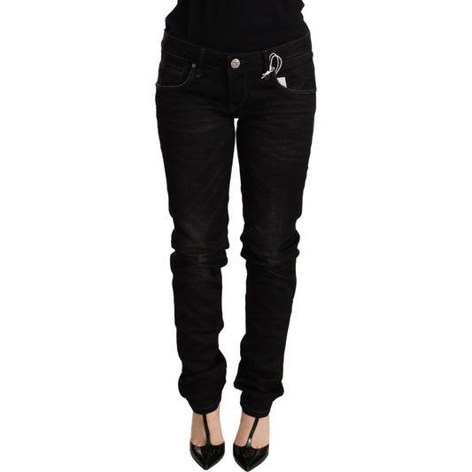 Acht Sleek Black Wash Skinny Jeans WOMAN TROUSERS black-low-waist-skinny-denim-cotton-trouser