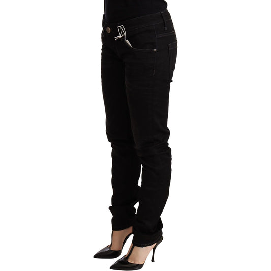 Acht Black Low Waist Skinny Denim Cotton Trouser black-low-waist-skinny-denim-cotton-trouser WOMAN TROUSERS