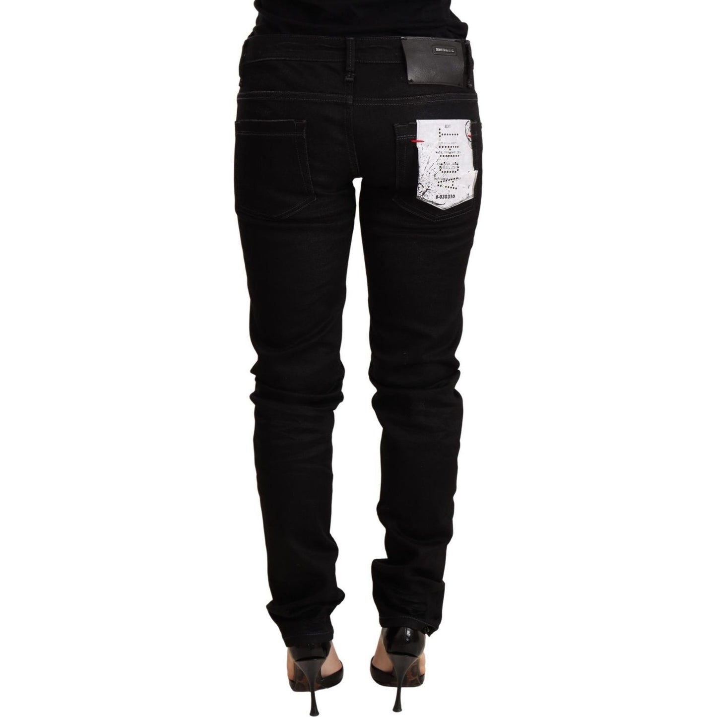 Acht Sleek Black Wash Skinny Jeans WOMAN TROUSERS black-low-waist-skinny-denim-cotton-trouser