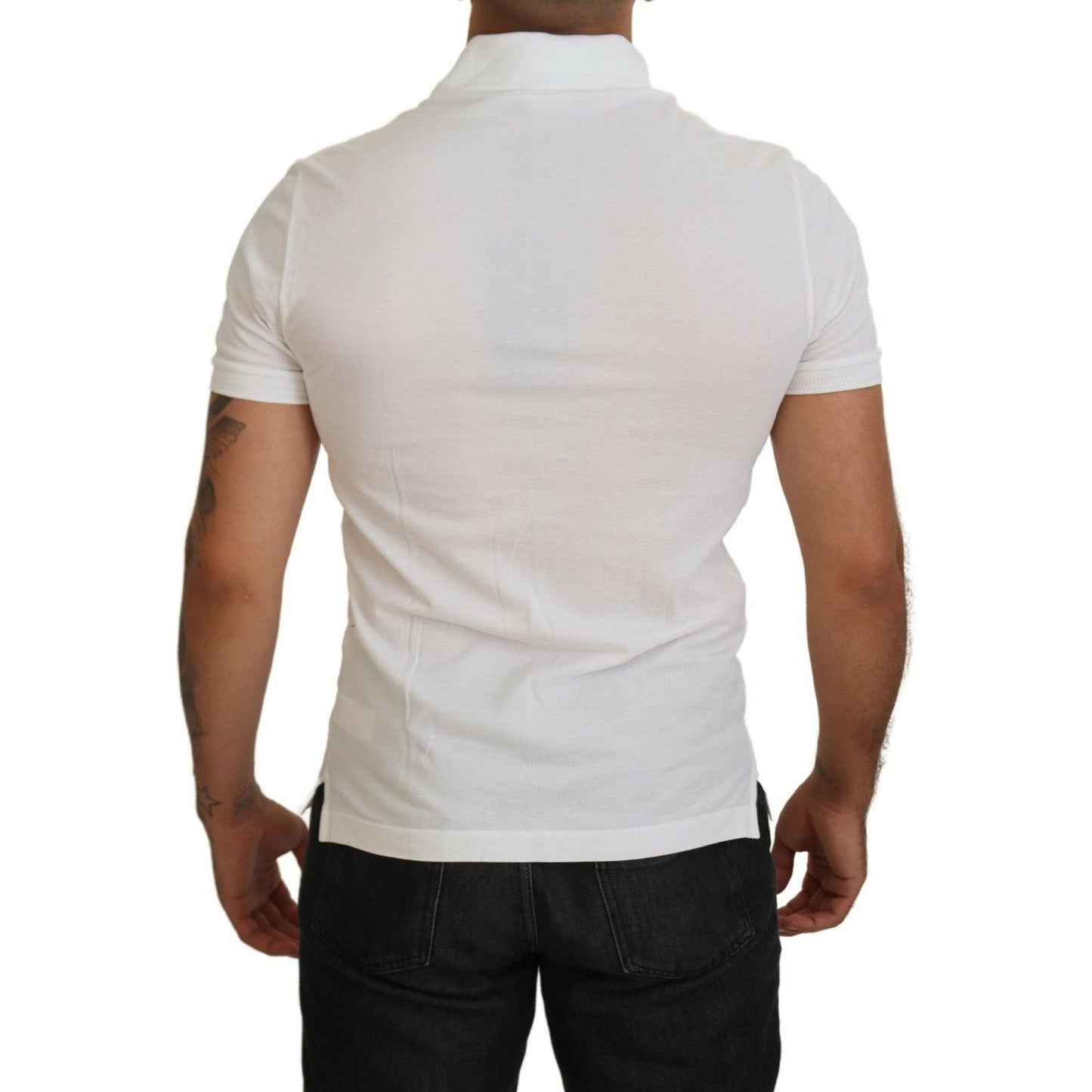 Dolce & Gabbana Elegant White Cotton Blend Polo white-cotton-logo-short-sleeve-polo-t-shirt