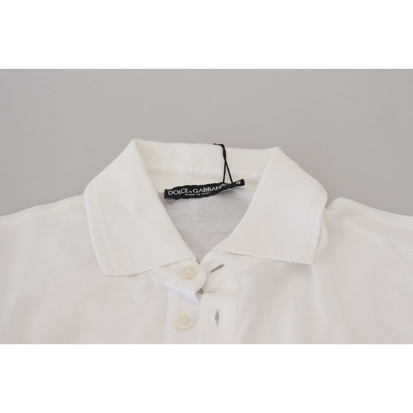 Dolce & Gabbana Elegant White Cotton Blend Polo white-cotton-logo-short-sleeve-polo-t-shirt