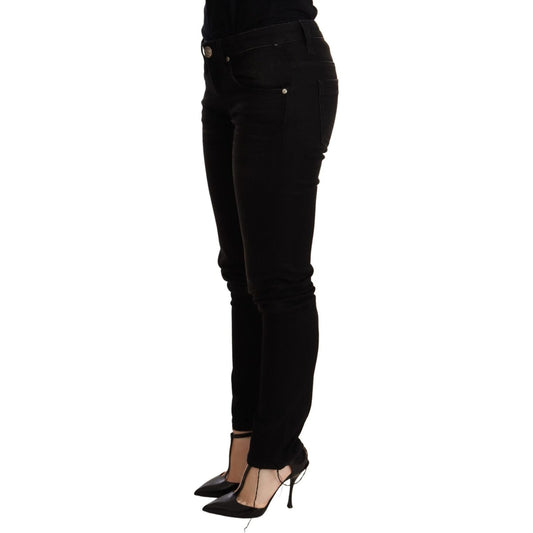 Acht Elegant Slim Fit Black Denim WOMAN TROUSERS black-low-waist-skinny-denim-trouser